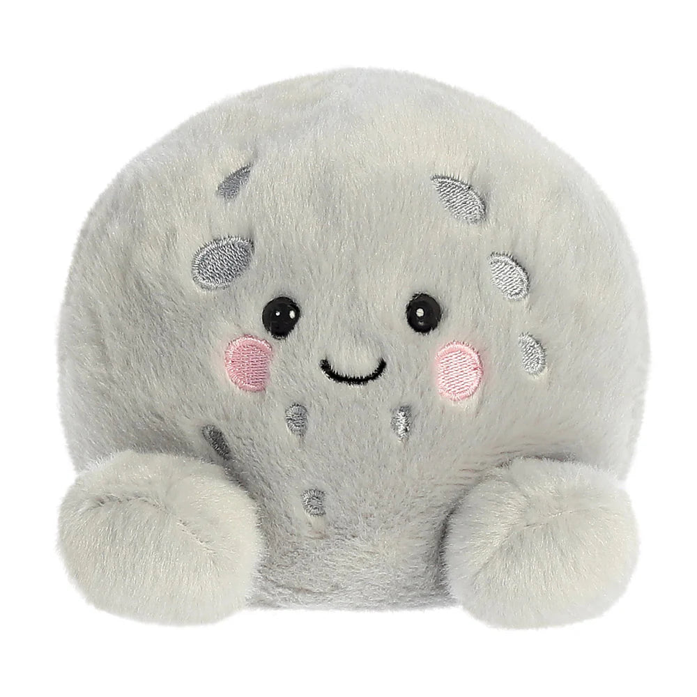 Plush toy resembling a gray octopus with black eyes and pink cheeks on a white background