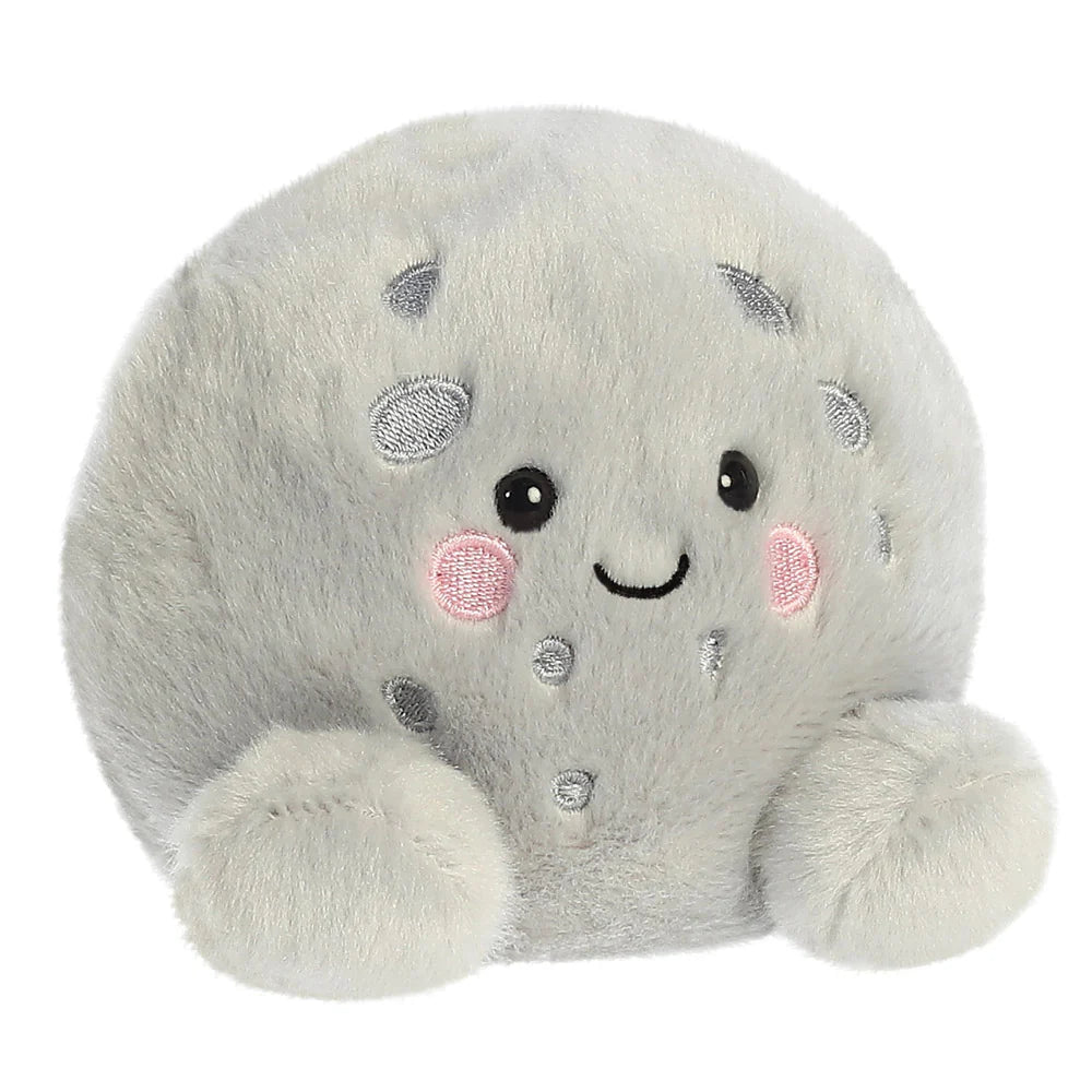 Plush toy resembling a gray cloud with a smiling face on a white background