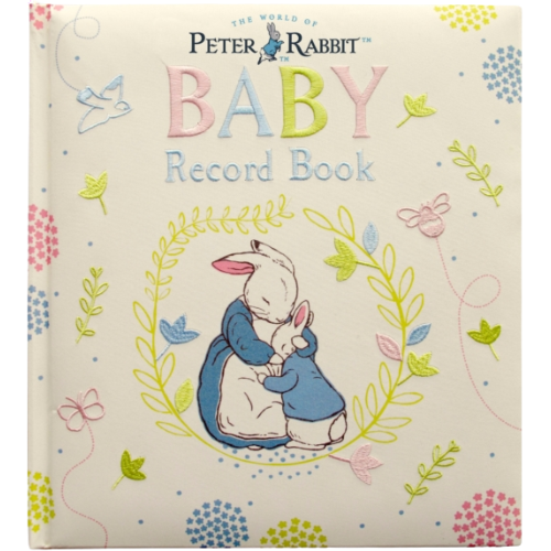 Baby record book with Peter Rabbit design on a white background