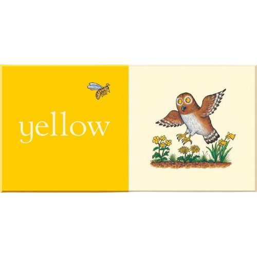 Color swatch with yellow on the left and an owl illustration on the right, labeled 'yellow'.