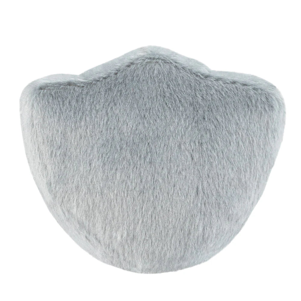 Gray textured mask on a white background