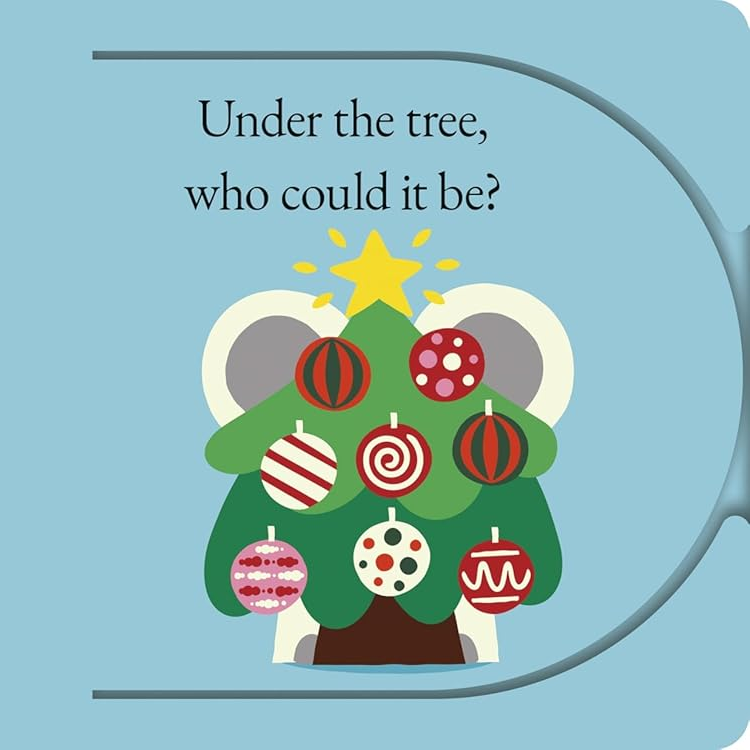 Illustration of a reindeer and a decorated Christmas tree on a blue background