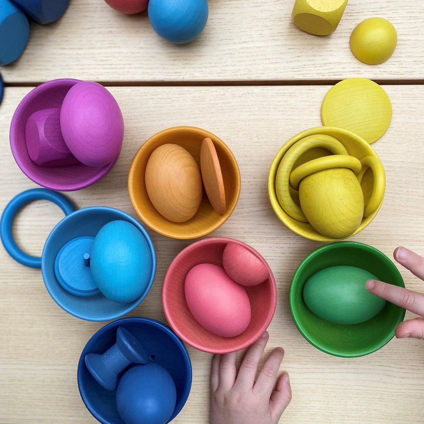 Colour matching loose wooden parts.