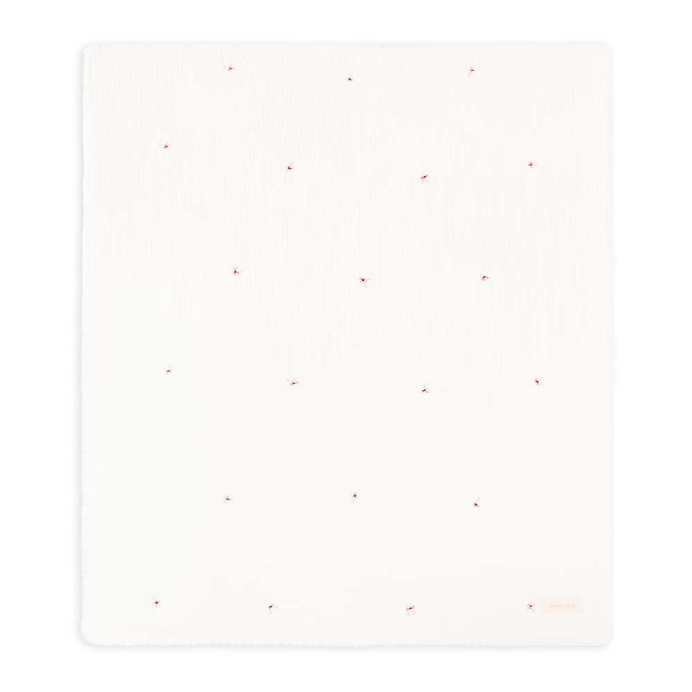 White square with subtle red speckles on a white background
