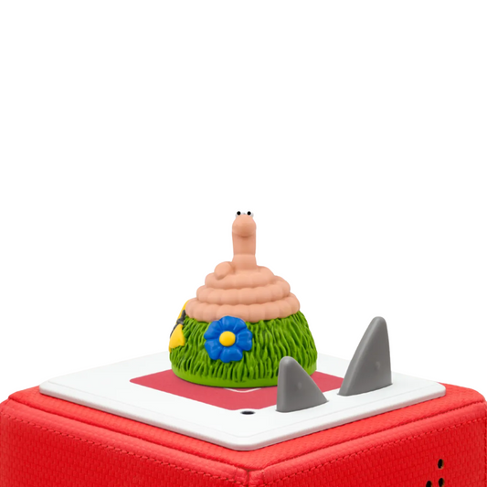 Toy resembling a cartoonish volcano with a red base on a white background