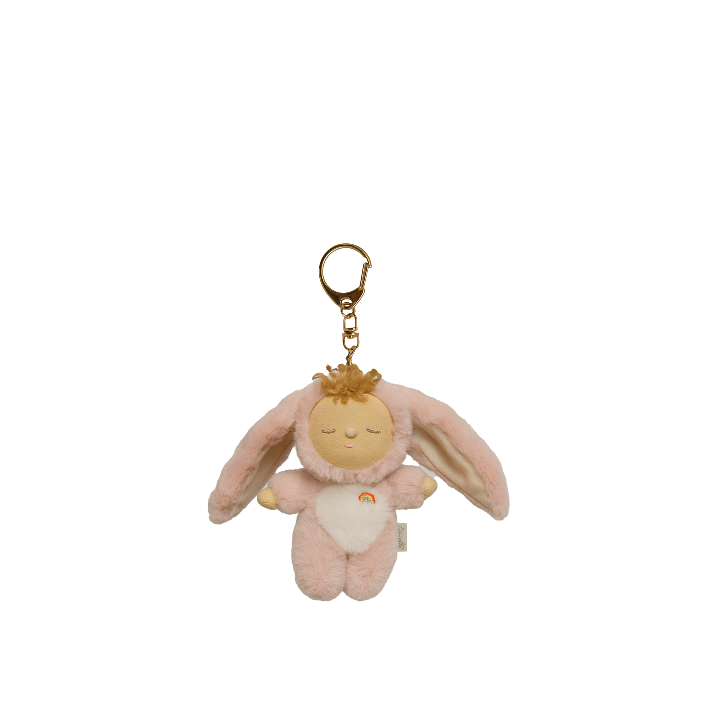 Plush key chain with a fluffy rabbit toy