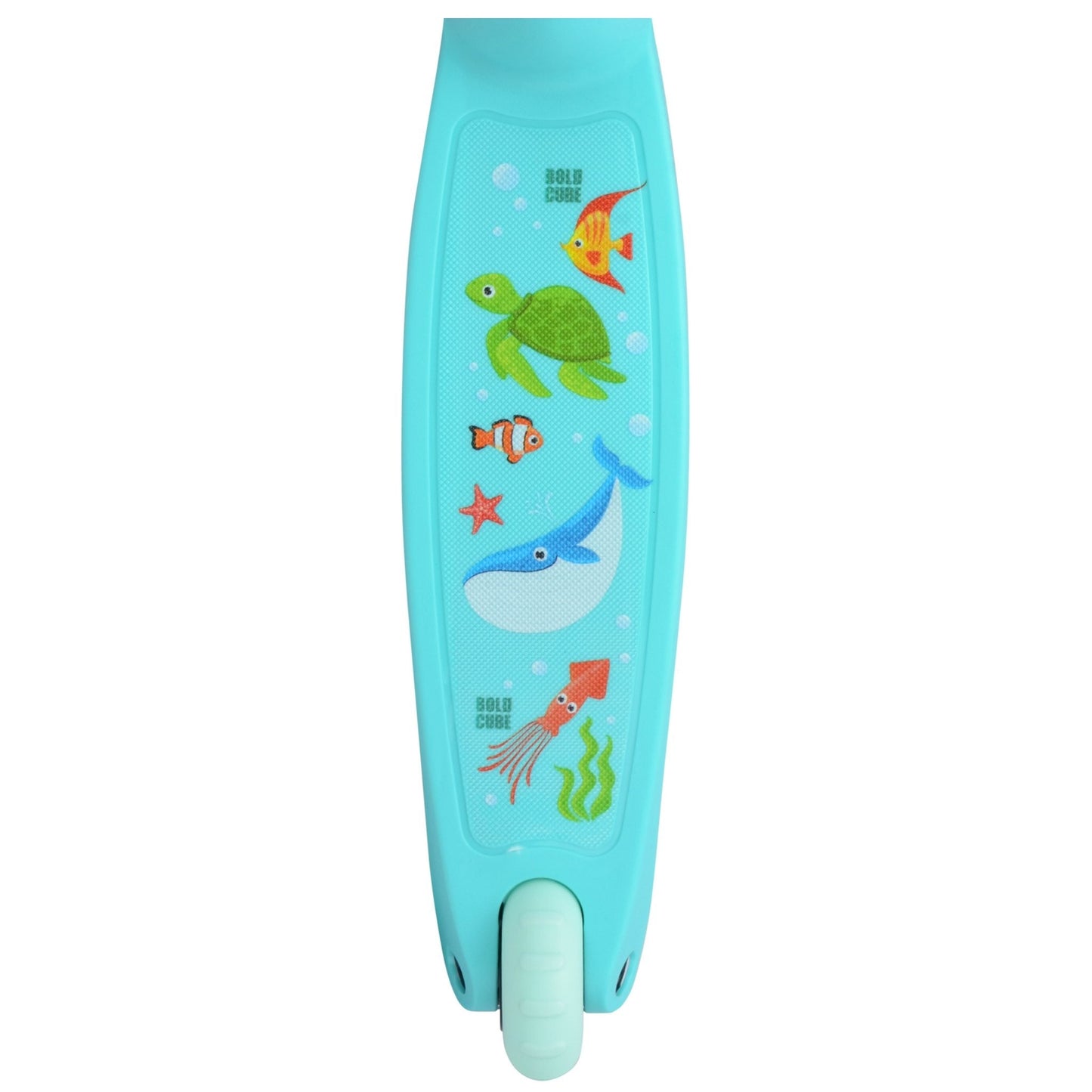 Children's scooter with ocean-themed design on a white background