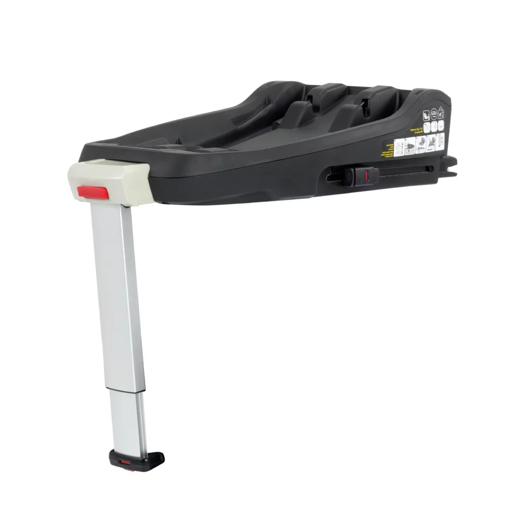 Black car seat base with a stand on a white background