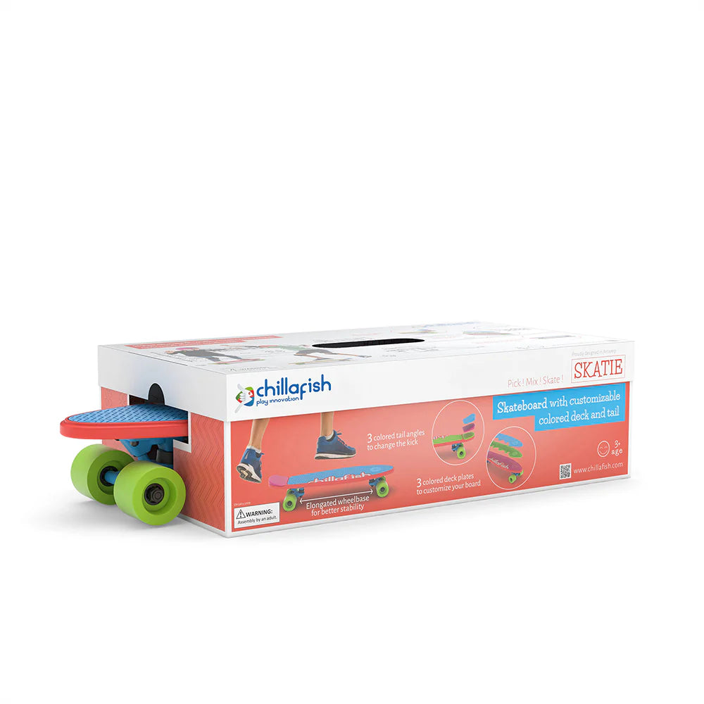 Skateboard with packaging on a white background