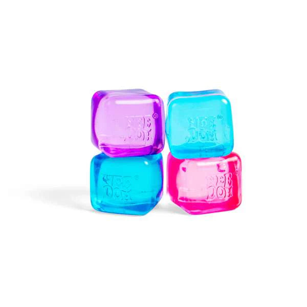 Four colorful ice cube-shaped containers with 'Hot & Cold' branding on a white background.