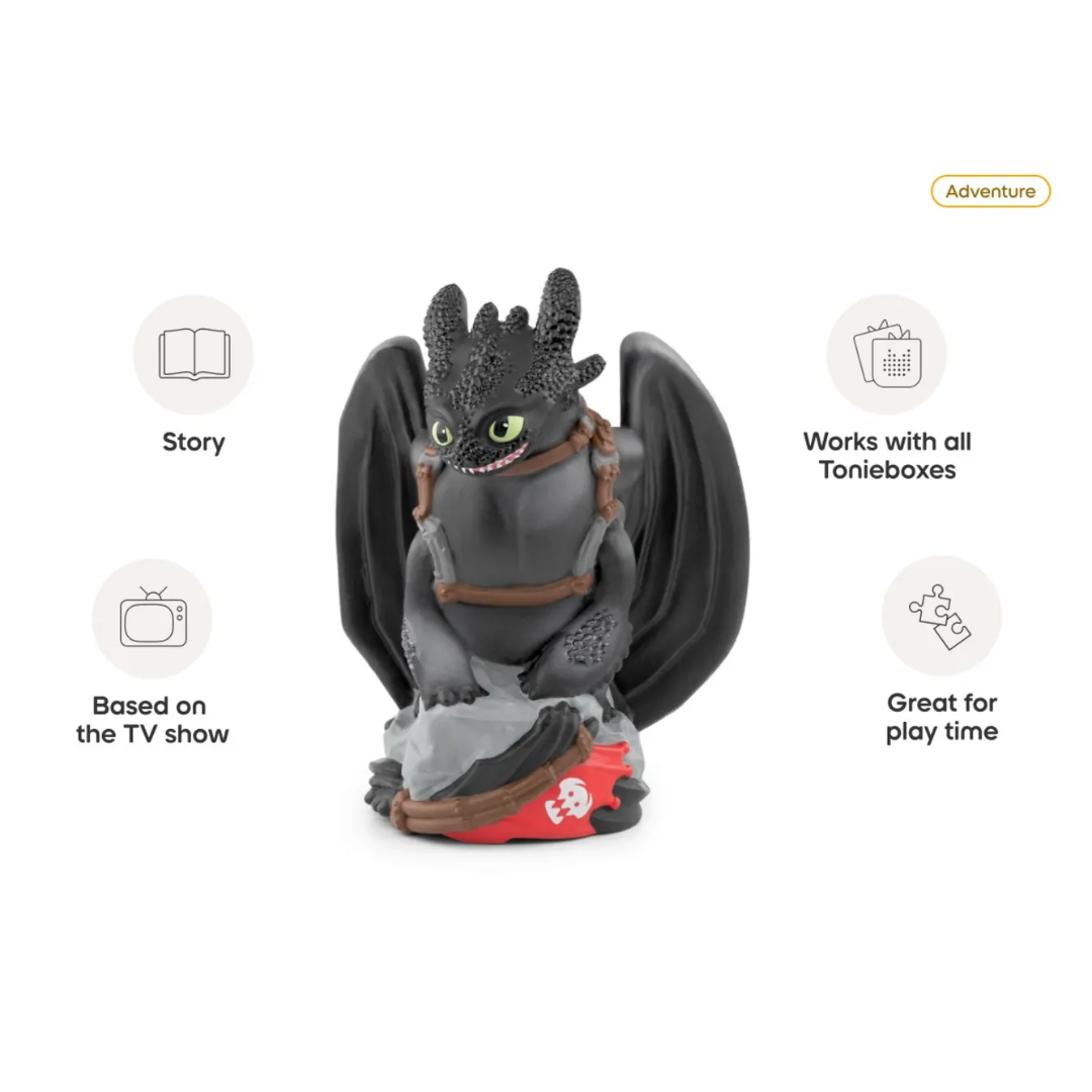 Toy dragon figure with features listed on a white background