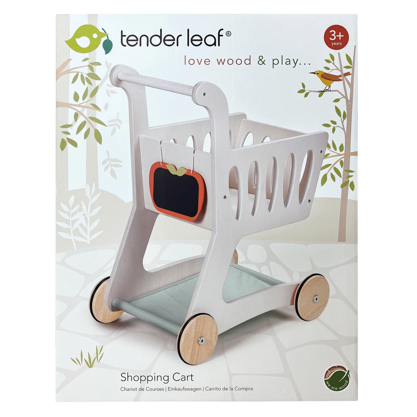 Tender Leaf toy shopping cart packaging with a white background