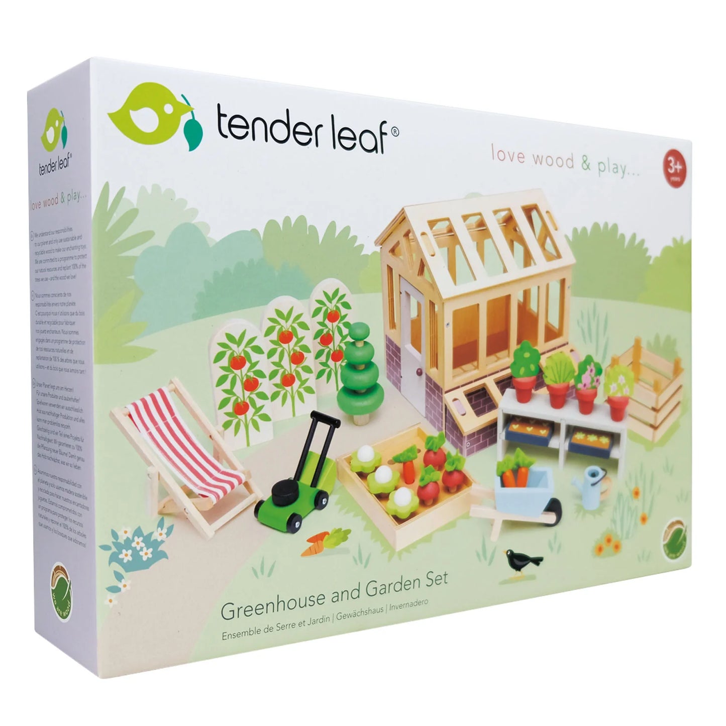 Tender Leaf Greenhouse and Garden Set packaging on a white background
