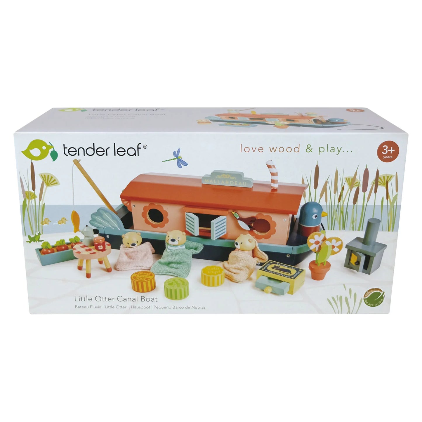 Tender Leaf Little Otter Canal Boat toy set packaging on a white background