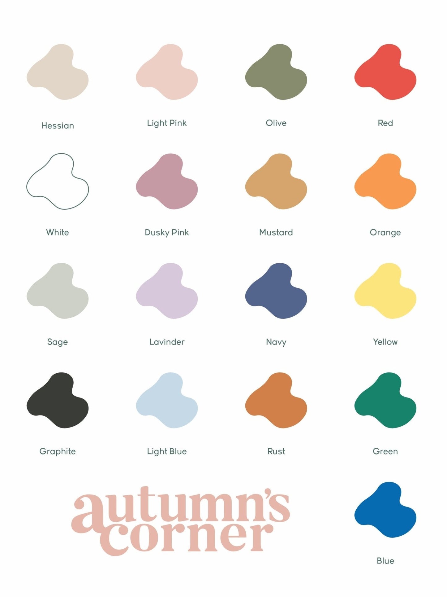 Color swatches with labels and 'autumn's corner' branding