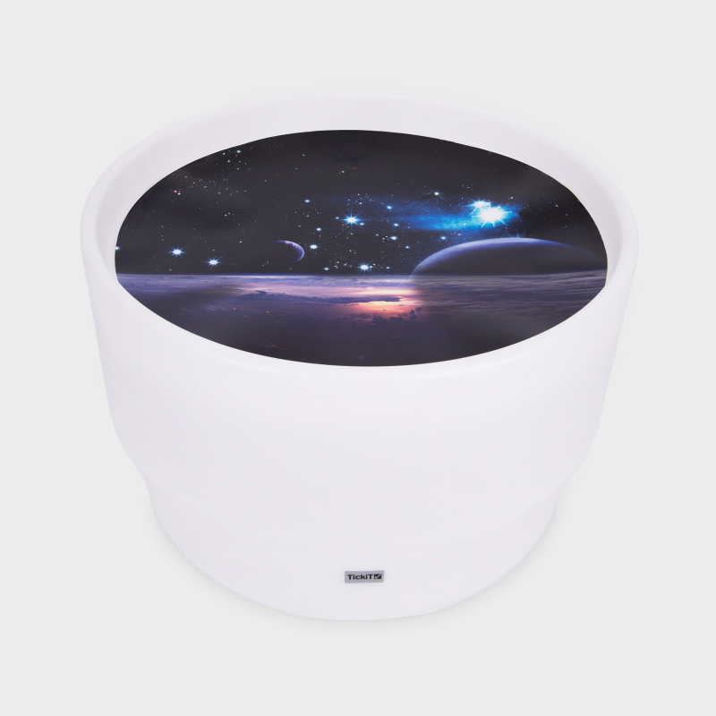 sensory discovery table with a space play mat