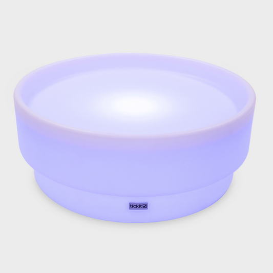 sensory mood table glowing purple