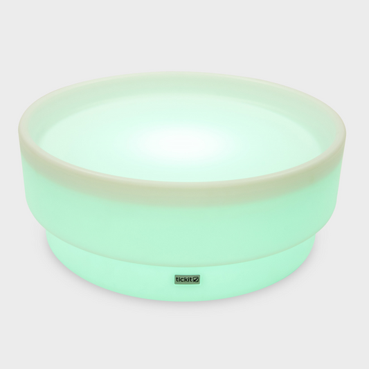 sensory mood table glowing mint grren