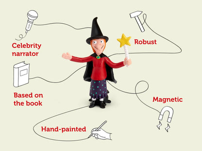 Figurine of a character from a book with attributes like celebrity narrator, robust, magnetic, hand-painted, and based on the book.