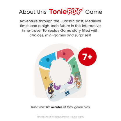 ToniePlay game packaging with colorful design and text about the game's features.
