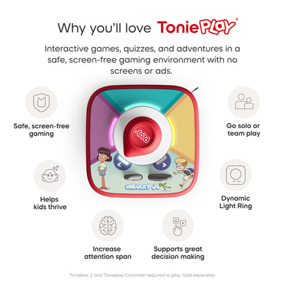 ToniePlay product with features listed on a white background