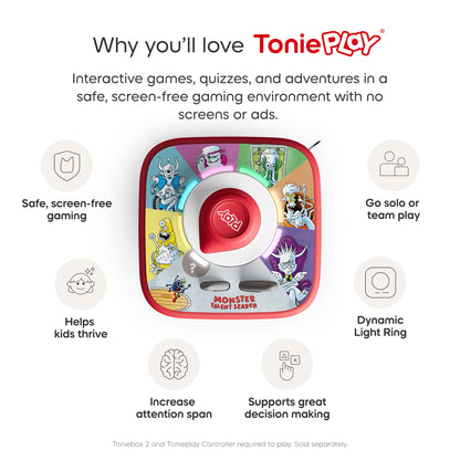 ToniePlay product with features listed on a white background