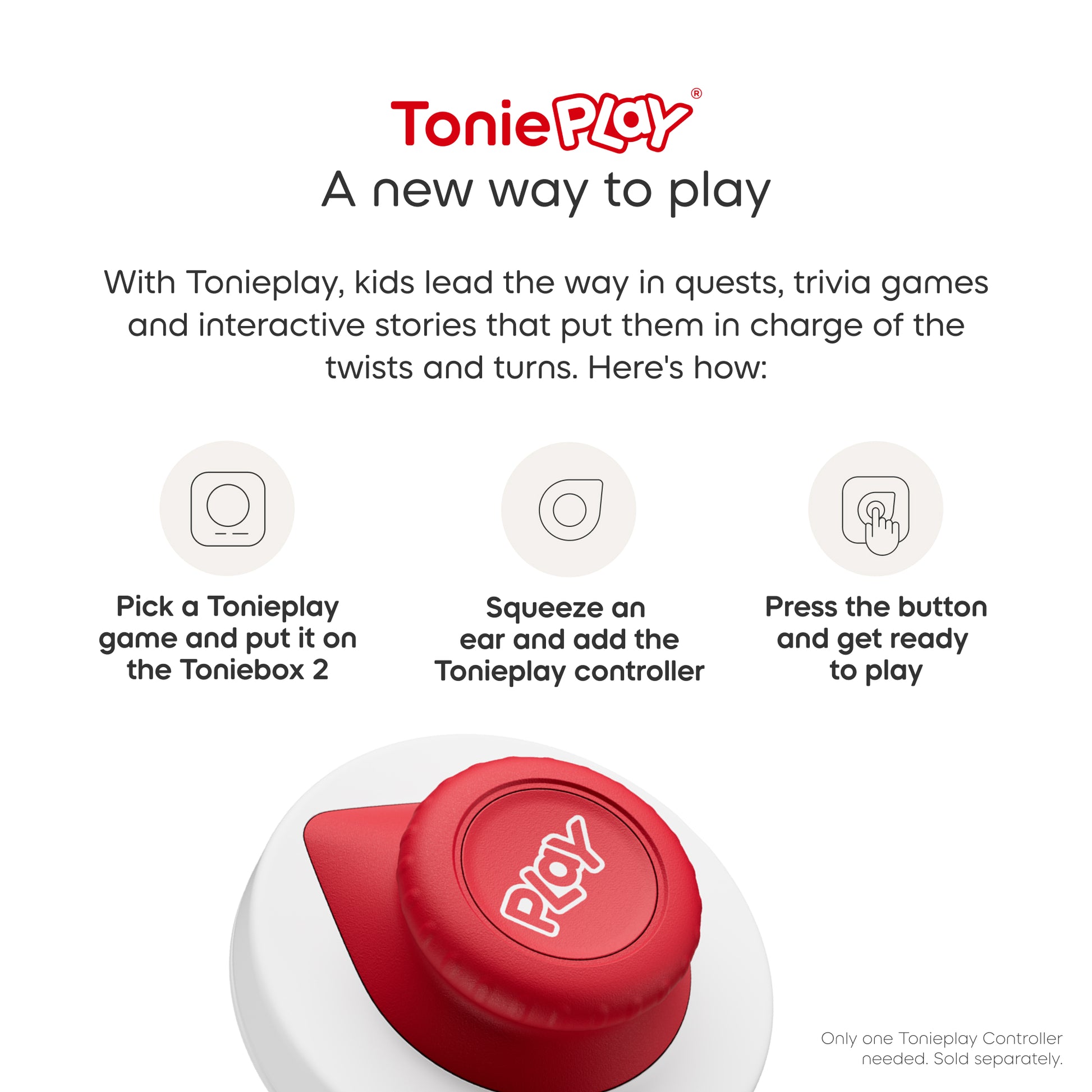 ToniePlay product with instructions on a white background