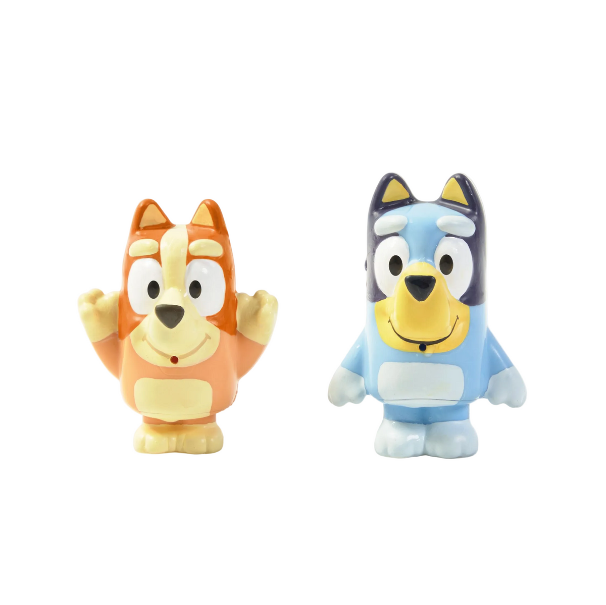 Two cartoon character figurines on a white background