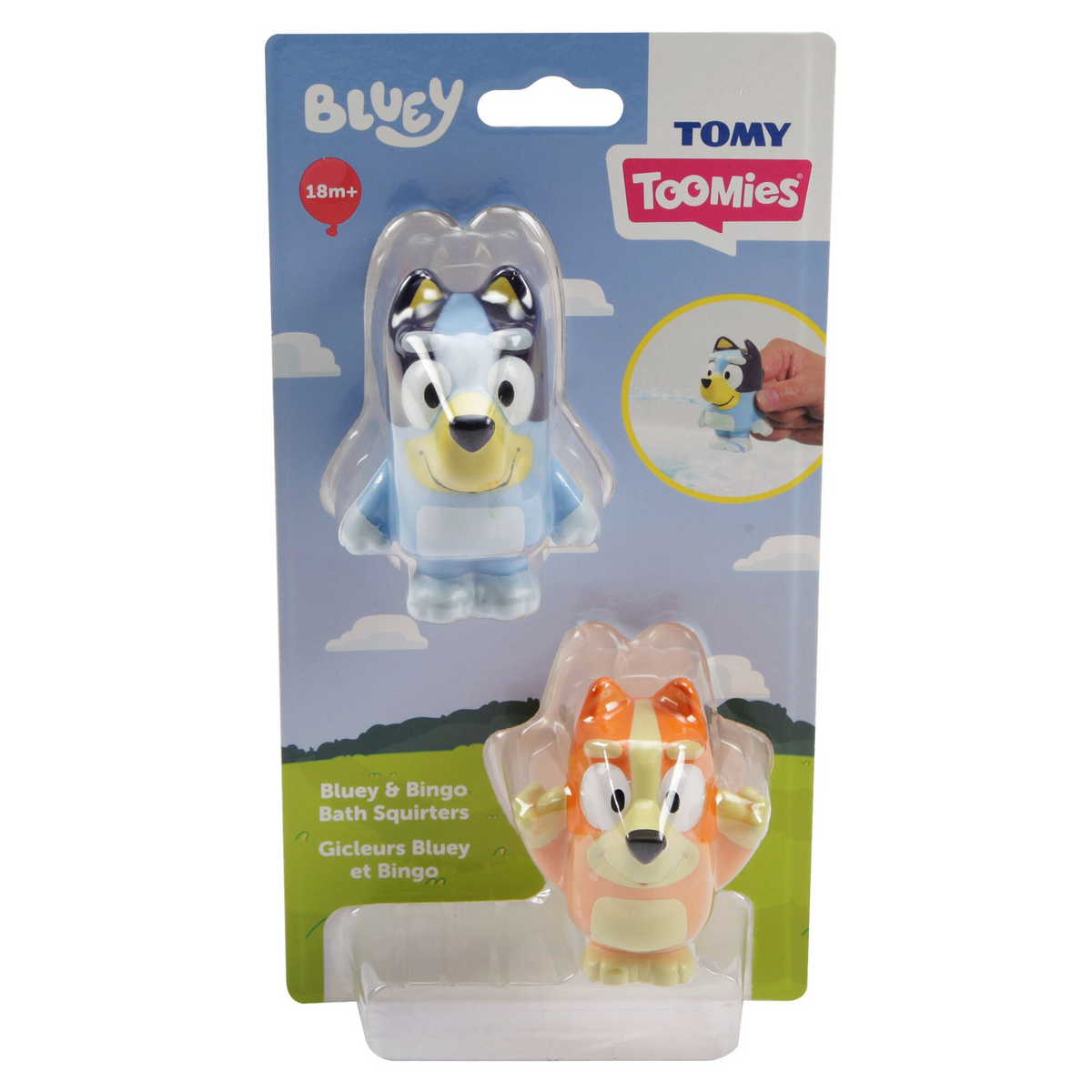 Packaged toy figures of Bluey and Bingo from Bluetooth in their packaging.