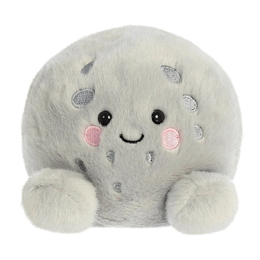 Plush toy resembling a gray octopus with black eyes and pink cheeks on a white background