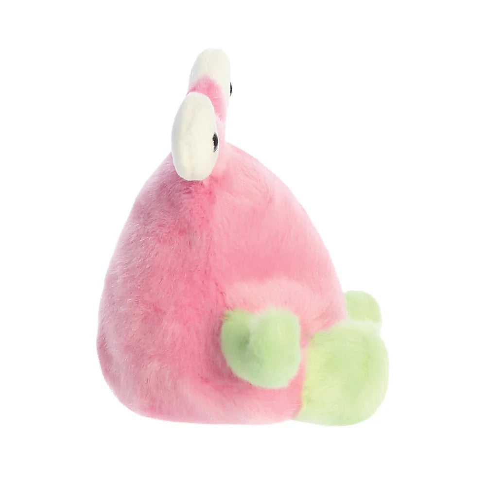 Plush flamingo toy on a white background
