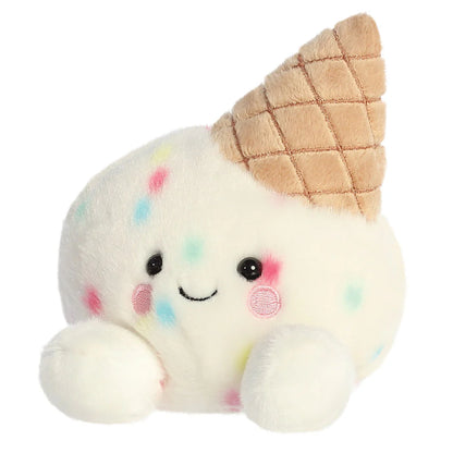 Plush toy resembling a cotton candy ice cream cone on a white background