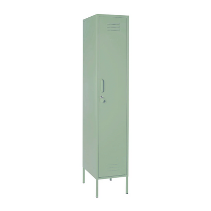 Green metal locker on a white background