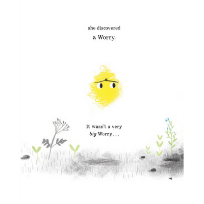 Illustration of a worried yellow character with text about discovering a worry.