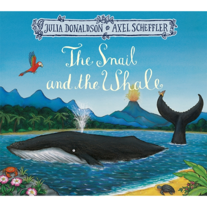 Book cover of 'The Snail and the Whale' with a whale and snail illustration.