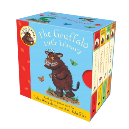 Box set of 'The Gruffalo' books with colorful cover and character illustration.
