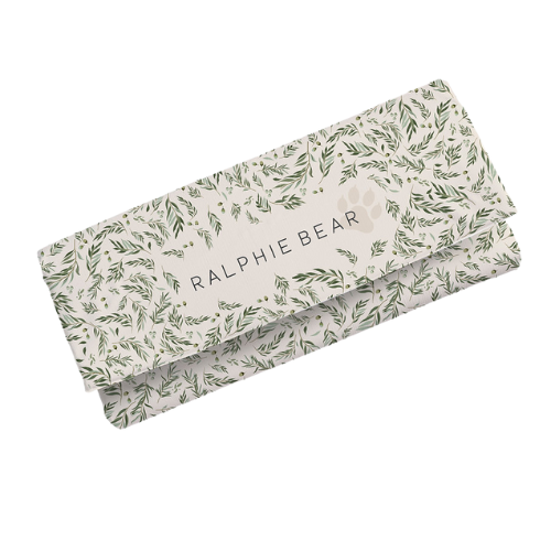 Floral-patterned product packaging with 'Ralphie Bear' branding on a white background