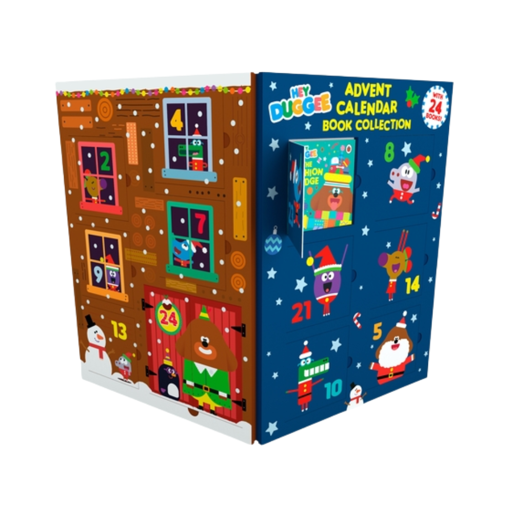 Two Christmas-themed advent calendars side by side on a white background