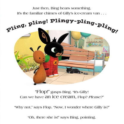 Illustration of two cartoon characters, a rabbit and a cat, on a beach with text bubbles.