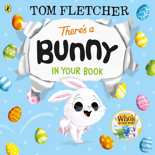 Book cover of 'There's a Bunny in Your Book' by Tom Fletcher with Easter-themed design.