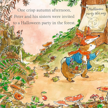 Illustration from a children's book with a rabbit character in an autumn forest setting.