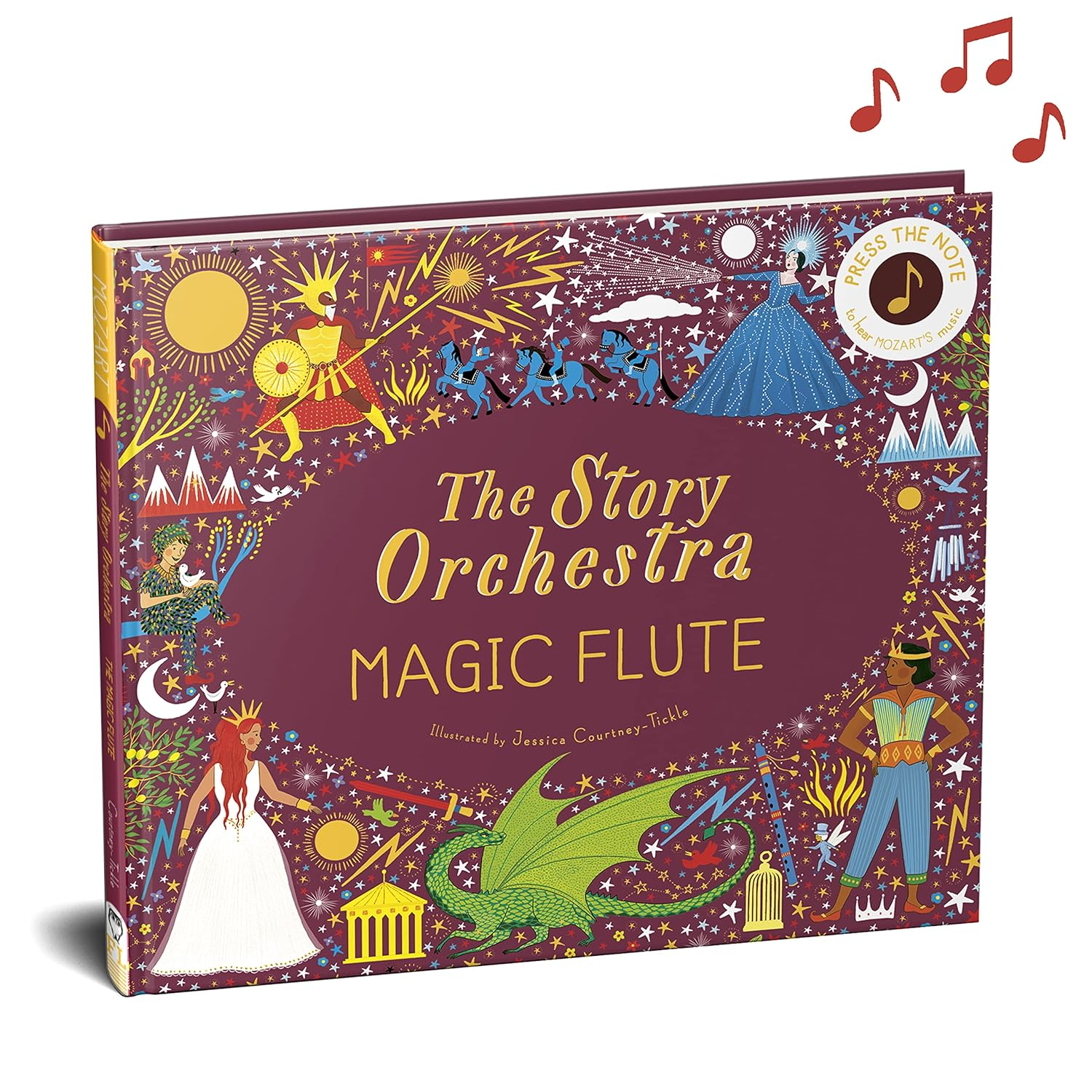 Book titled 'The Story Orchestra Magic Flute' with colorful illustrations on a white background