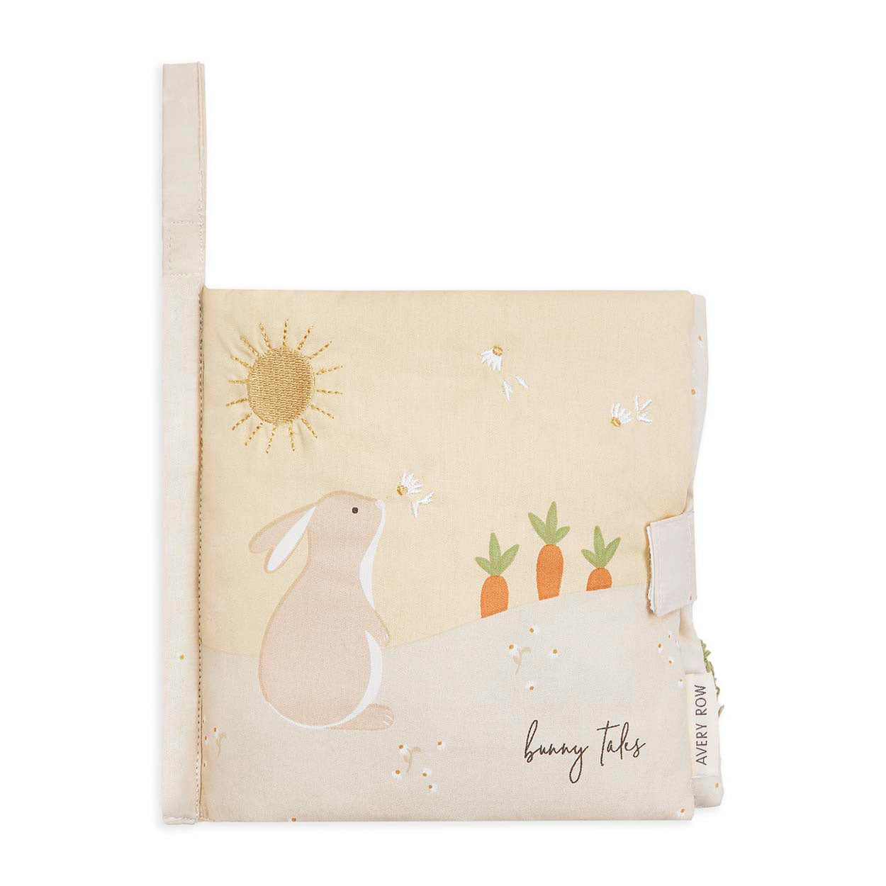 Baby blanket with bunny design and text on a white background