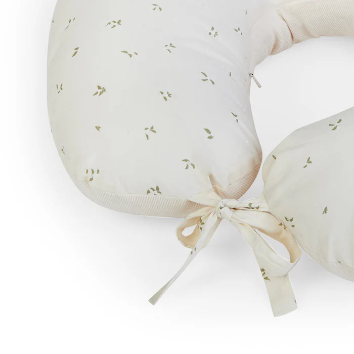 Beige bra with floral pattern on a white background