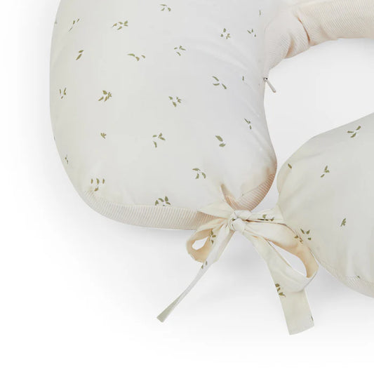 Beige bra with floral pattern on a white background