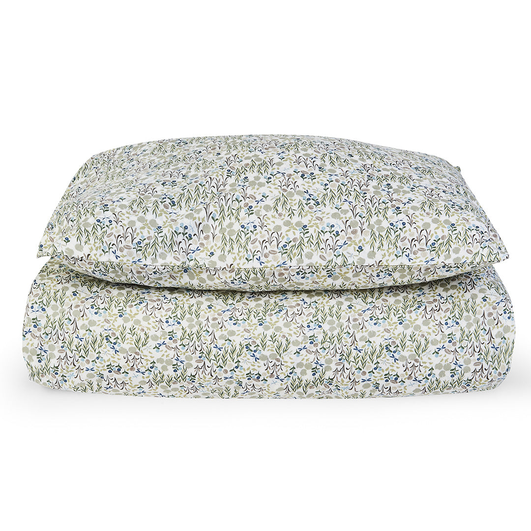 Floral-patterned quilt on a white background