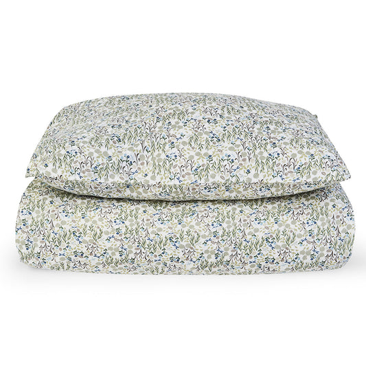 Floral-patterned quilt on a white background