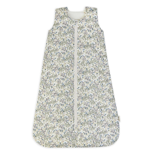 Floral patterned sleeping bag on a white background