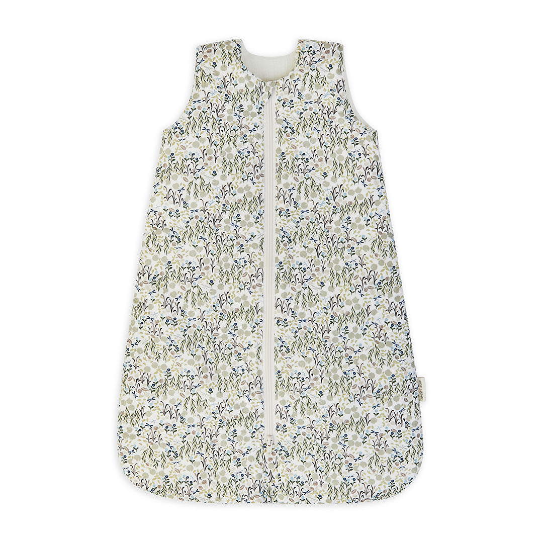 Floral patterned baby sleeping bag on a white background