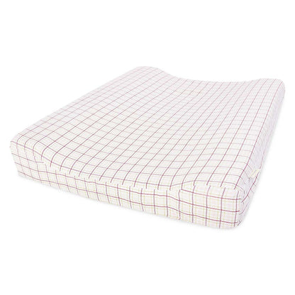 Grid-patterned mattress cover on a white background